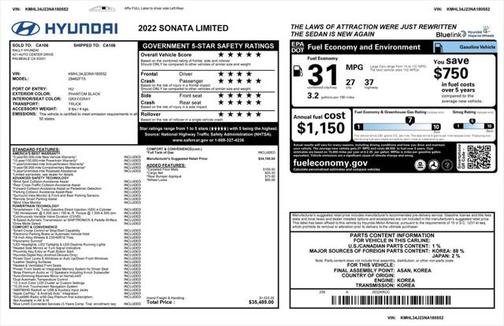 2022 Hyundai SONATA Limited