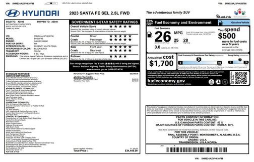 Serenity White Pearl 2023 Hyundai SANTA FE SEL 2.4