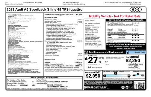 2023 Audi A5 Sportback 45 S Line Premium Plus