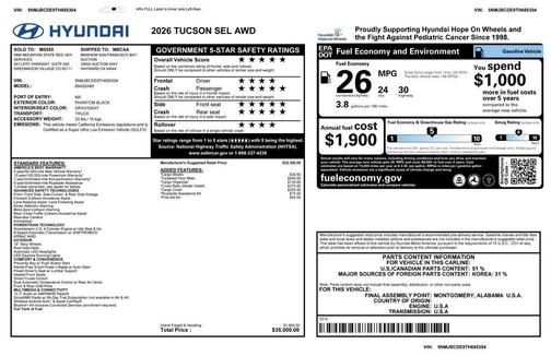 Phantom Black 2026 Hyundai TUCSON SEL