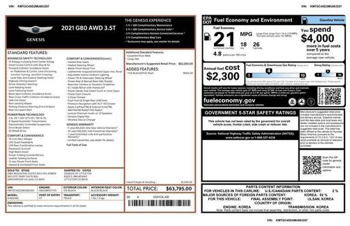 2021 Genesis G80 3.5T AWD