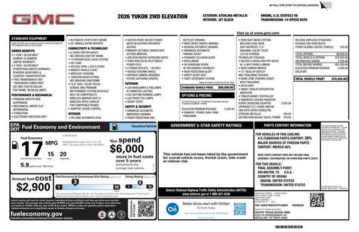 2026 GMC Yukon 2WD Elevation