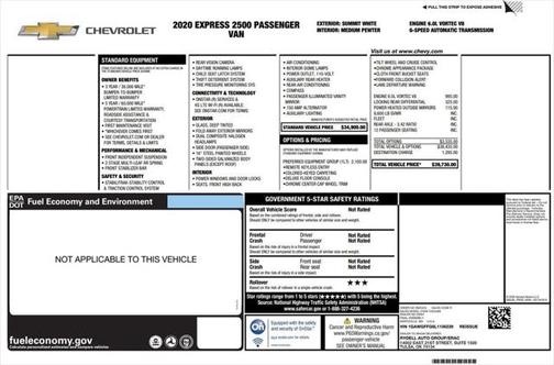 2020 Chevrolet Express 2500 RWD 2500 Regular Wheelbase LT