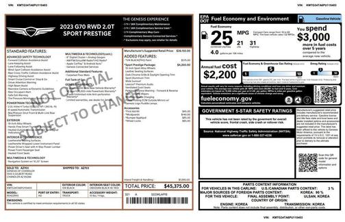 2023 Genesis G70 2.0T RWD