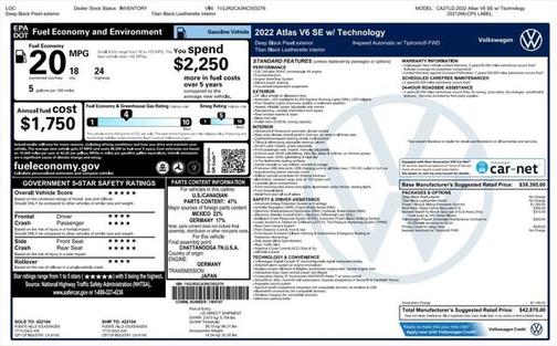 2022 Volkswagen Atlas 3.6L SE w/Technology