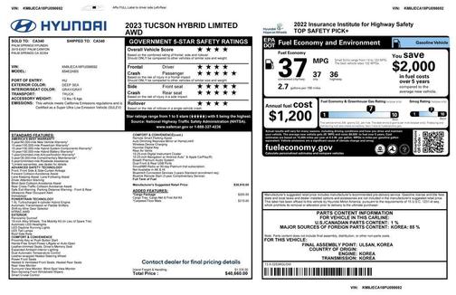 2023 Hyundai TUCSON Hybrid Limited