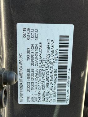 Modern Steel Metallic 2019 Honda CR-V EX