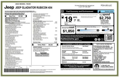 Sarge Green Clearcoat 2022 Jeep Gladiator Rubicon