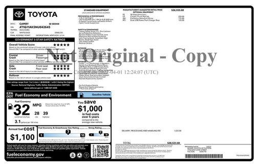 White 2022 Toyota Camry SE