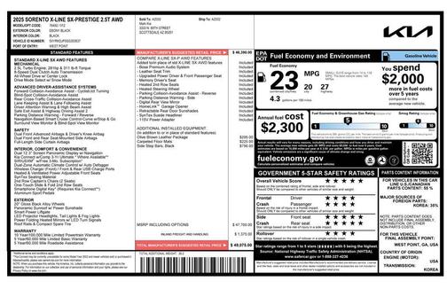 Ebony Black 2025 Kia Sorento SX