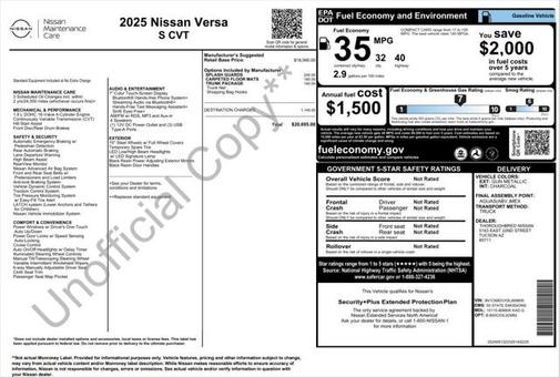 2025 Nissan Versa 1.6 S