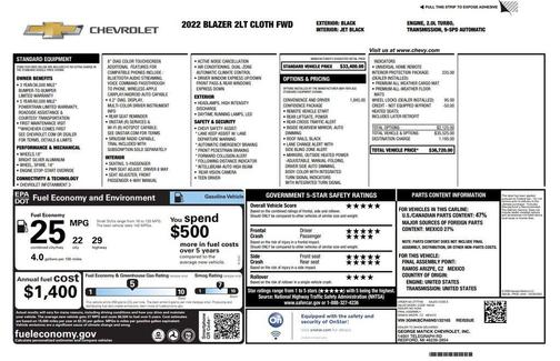 Black 2022 Chevrolet Blazer 2LT