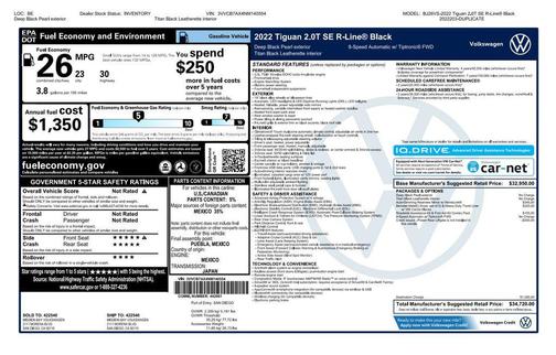 2022 Volkswagen Tiguan 2.0T SE R-Line Black