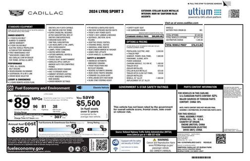 Stellar Black Metallic 2024 Cadillac LYRIQ Sport