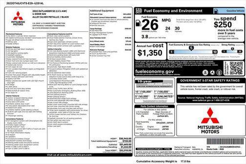 2022 Mitsubishi Outlander SE 2.5 S-AWC