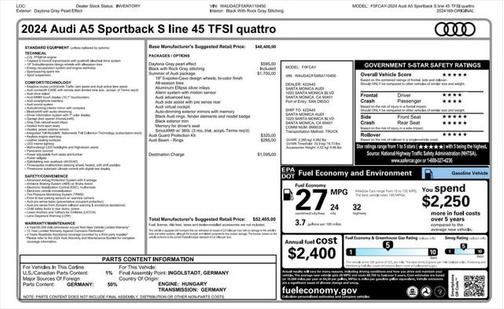 2024 Audi A5 Sportback 45 S Line Premium