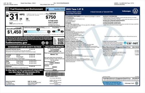 2023 Volkswagen Taos 1.5T S