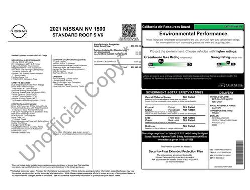 2021 Nissan NV Cargo NV1500 S V6