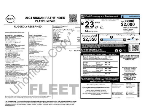 Super Black 2024 Nissan Pathfinder Platinum FWD