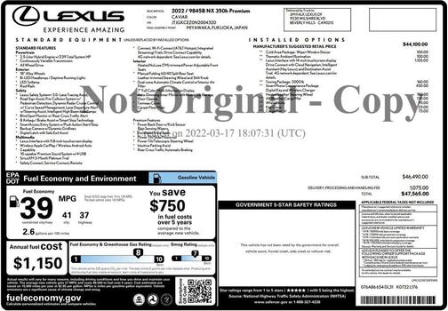 2022 Lexus NX 350h Premium