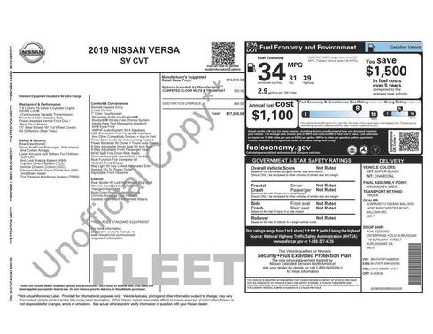 2019 Nissan Versa 1.6 SV