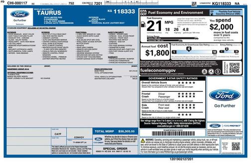 Agate Black 2019 Ford Taurus Limited
