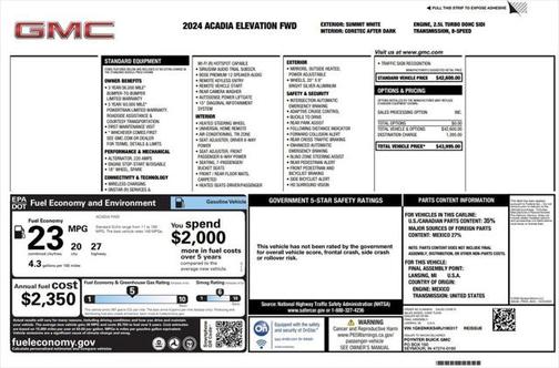 2024 GMC Acadia FWD Elevation