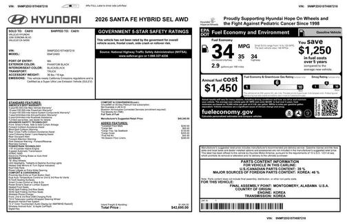 Phantom Black 2026 Hyundai SANTA FE SEL 2.4