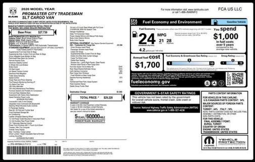 2020 RAM ProMaster City Tradesman