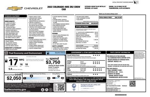 Bright Blue Metallic 2022 Chevrolet Colorado ZR2