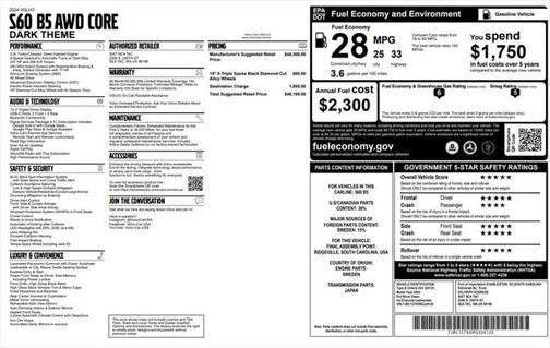 2024 Volvo S60 B5 Core Dark Theme