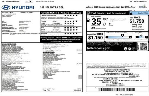 2021 Hyundai ELANTRA SEL