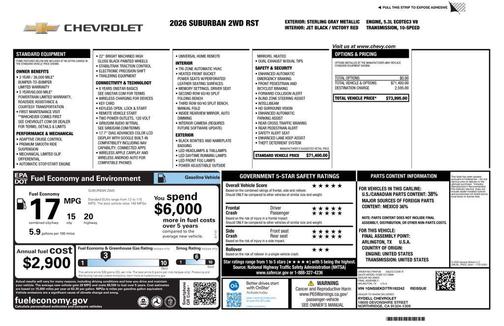 Sterling Gray Metallic 2026 Chevrolet Suburban RST