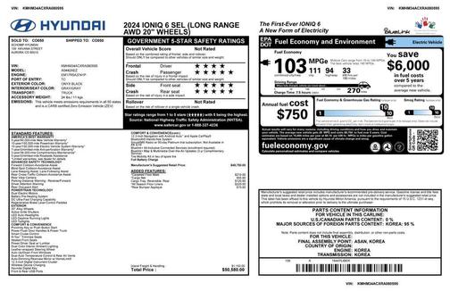 Onyx Black 2024 Hyundai IONIQ 6 SEL