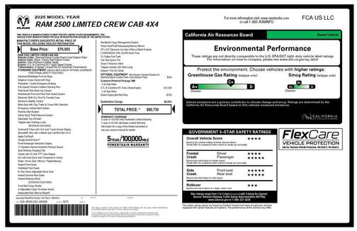 Diamond Black 2025 RAM 2500 Limited Crew Cab 4x4 6'4' Box