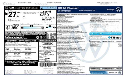 2025 Volkswagen Golf GTI 2.0T S DSG