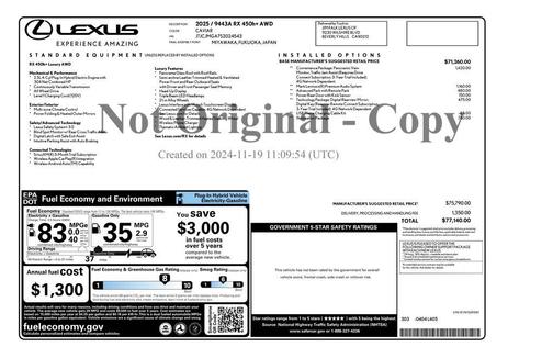 2025 Lexus RX 450h+ Base