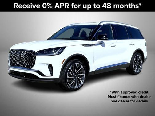 pristine white metallic tri-coat 2026 Lincoln Aviator Reserve AWD