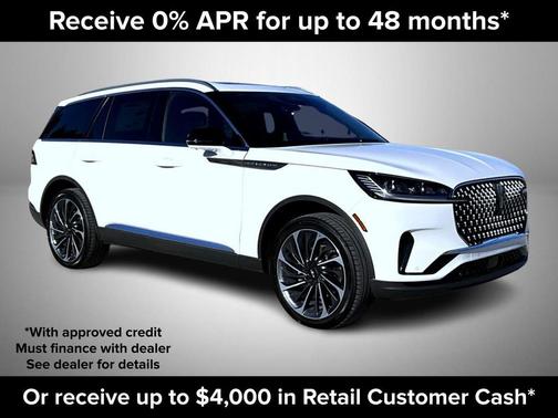 pristine white metallic tri-coat 2026 Lincoln Aviator Reserve AWD