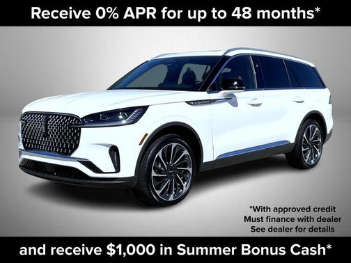 pristine white metallic tri-coat 2026 Lincoln Aviator Reserve AWD