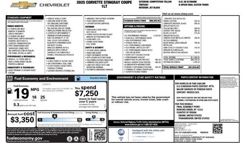 2025 Chevrolet Corvette Stingray w/1LT