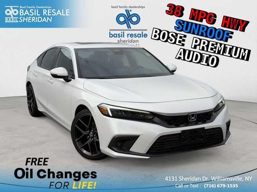 Platinum White Pearl 2023 Honda Civic Sport Touring Hatchback