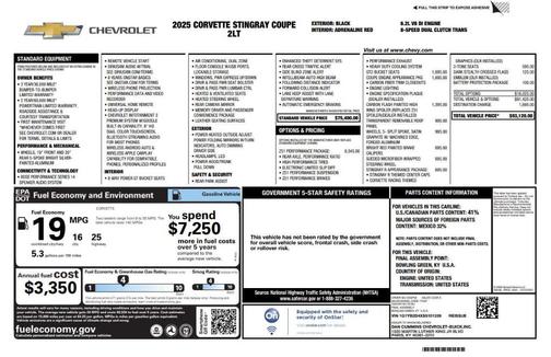 2025 Chevrolet Corvette Stingray w/2LT