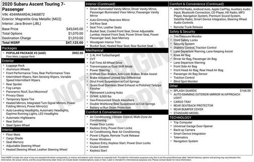 2020 Subaru Ascent Touring 7-Passenger