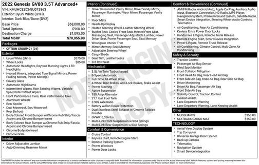 2022 Genesis GV80 3.5T
