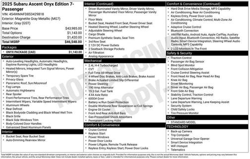 2025 Subaru Ascent Onyx Edition 7-Passenger