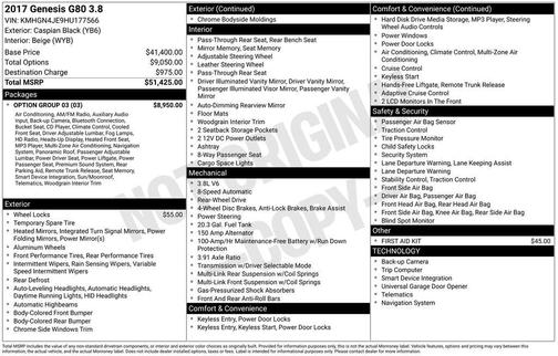 2017 Genesis G80 3.8