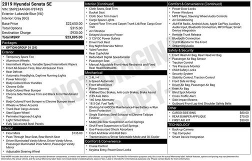 2019 Hyundai SONATA SE