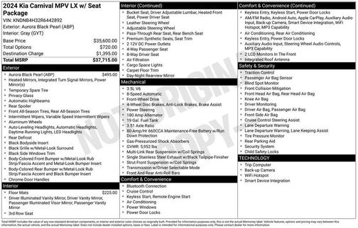 Aurora Black Pearl 2024 Kia Carnival LX