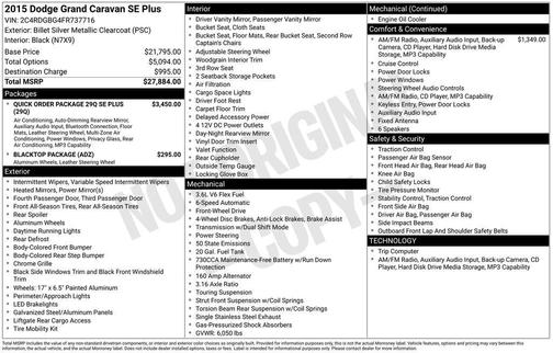 2015 Dodge Grand Caravan AVP/SE